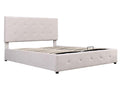 140x200 cm Storage Bed - with Hydraulic Lift - Cream White - Homelumiere