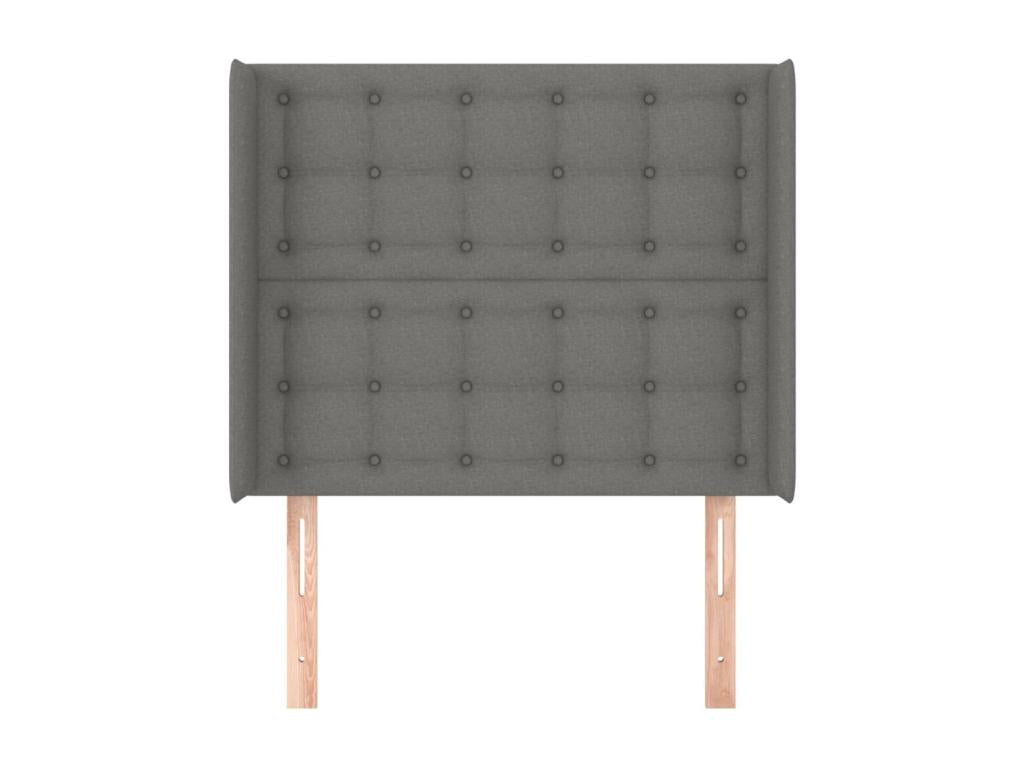 Headboard with wings, Dark Grey, 83x16x118/128 cm, Fabric, 93806ICLH