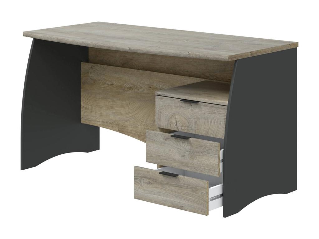 Homelumiere Desk, PC Study Table with 3 Drawers, 136x67x74 cm, Oak and Anthracite