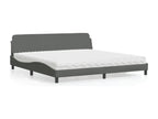 Bed with dark grey mattress 200x200 cm fabric 82583FOOP