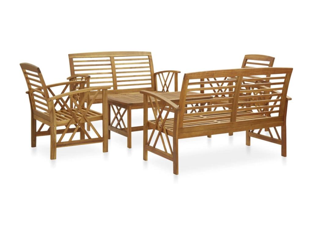 5-piece garden furniture set, solid wood, Homelumiere 2