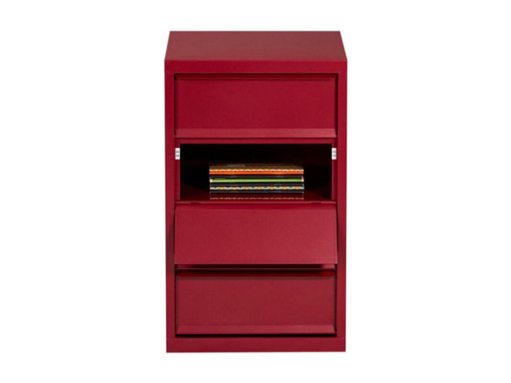 Bohometop 32952YRBU 4-Compartment Metal Storage Unit in Pearly Red