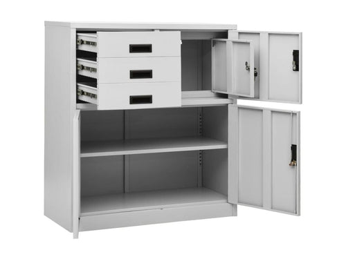 Light Grey Office Cabinet 90x40x102 Steel 37002ZWUE