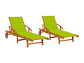 Set of 2 sun loungers with cushions, solid wood, Bohometop 80853LWCB