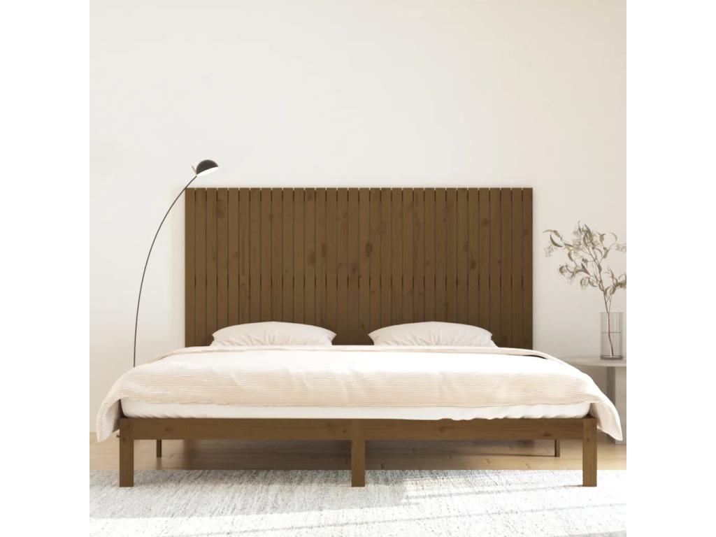 Wall-mounted headboard, honey brown, 204x3x110 cm, solid pine wood, 82367HLQP