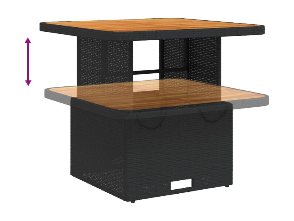 5-piece garden dining set with cushions, black woven resin