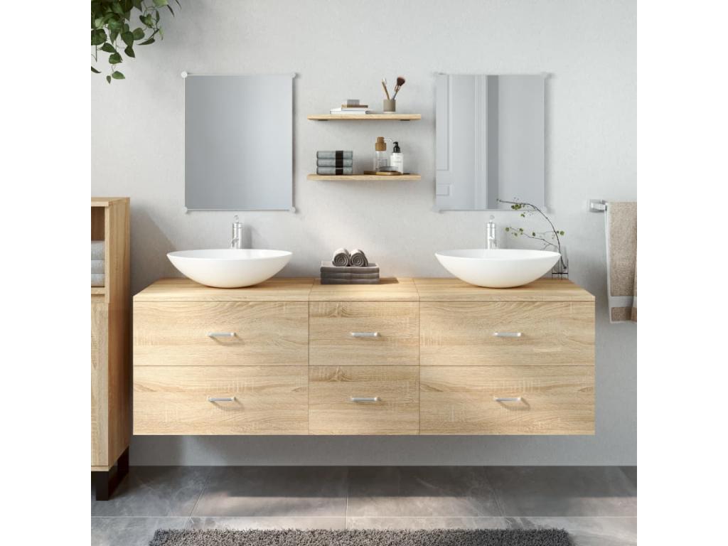 5-piece bathroom furniture set, engineered oak wood 03670BPPL