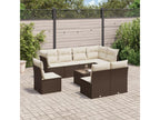 9-piece garden furniture set with cushions, brown woven resin