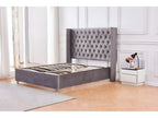 Double bed 140x190 cm princess grey velvet slatted base included