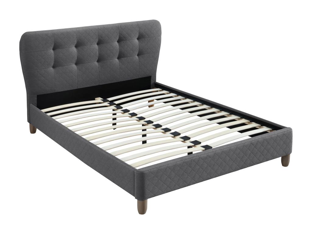 160x200 cm bed with upholstered headboard - Fabric - Grey - Bohometop 09043INIT