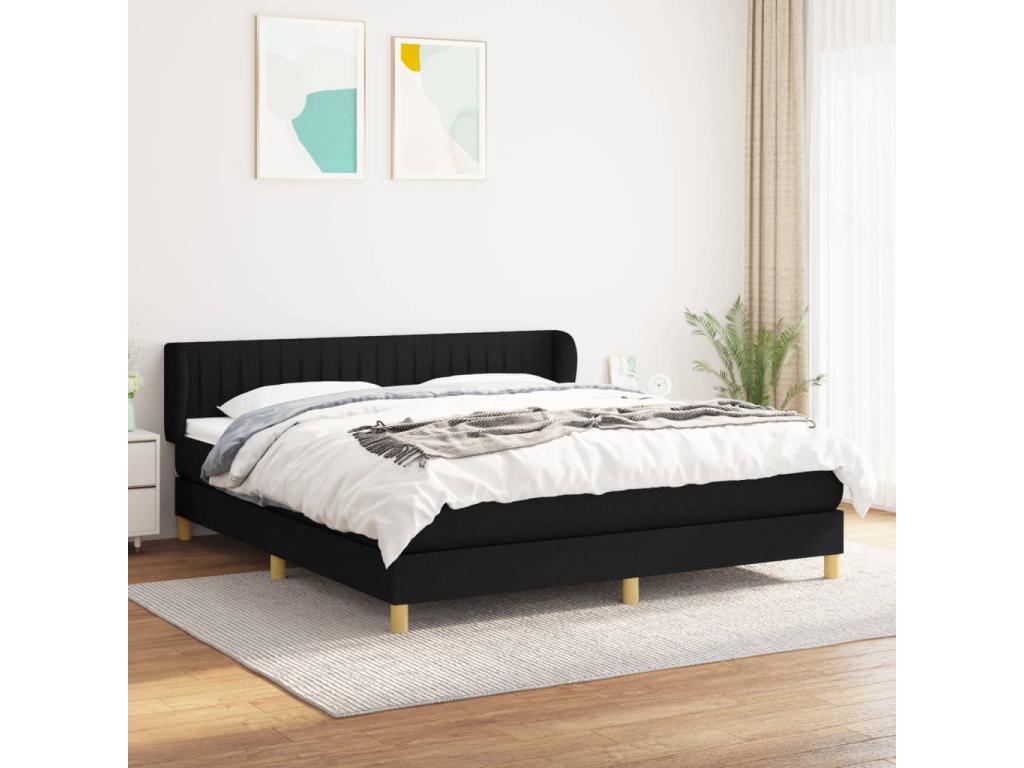 Homelumiere bed base with black mattress, 180x200 cm, fabric