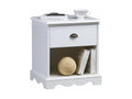 White 1-Drawer English Style Bedside Table 31982CMEQ