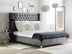 Double bed 140x190 cm princess grey velvet slatted base included