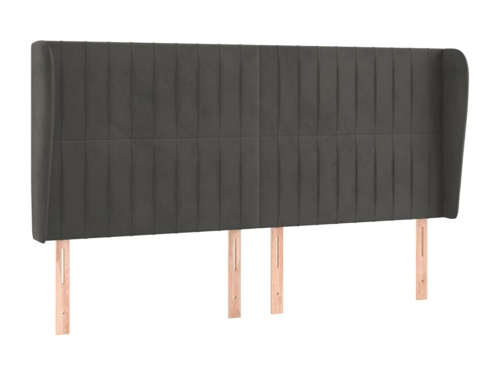 Headboard with wings, Dark Grey, 163x23x118/128 cm, Velvet, 76236LZOZ