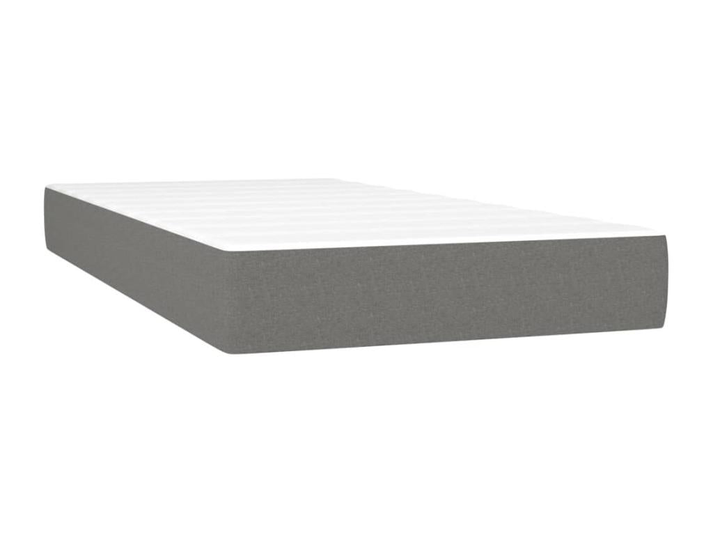 Upholstered bed base with mattress, dark grey, 80x200 cm, fabric
