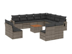 13-piece garden furniture set with cushions, grey wicker resin 93024WXBQ