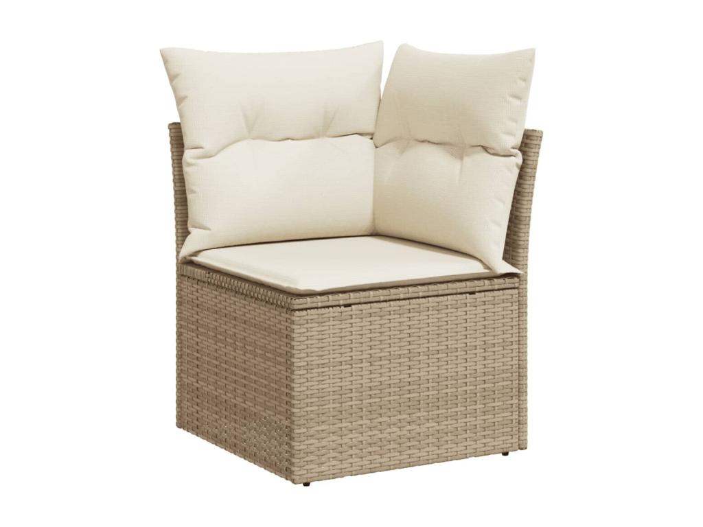 13-piece garden furniture set with cushions, beige wicker resin, 76718ZMTJ