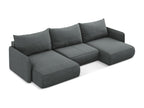 Panoramic corner sofa bed in textured fabric - grey - Homelumiere