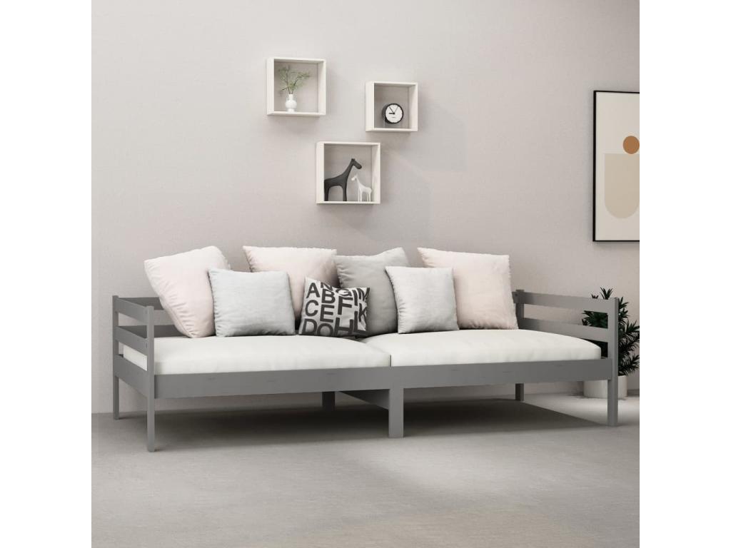 Bed with mattress 90x200 Grey Solid pine wood 3