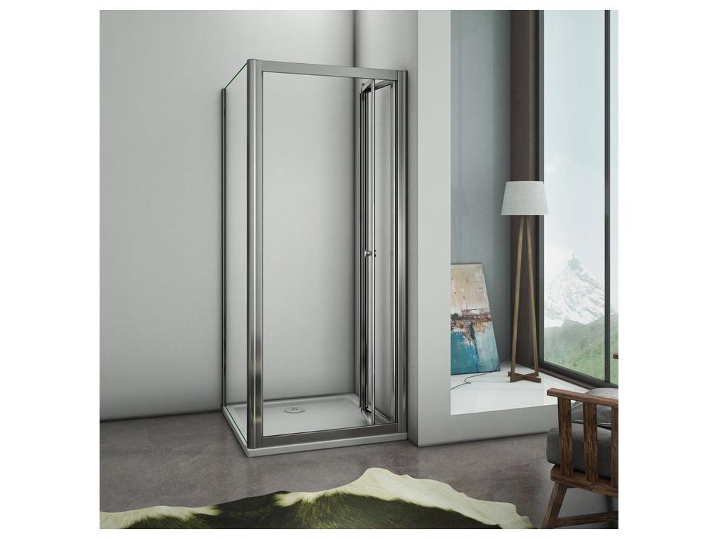 Folding shower enclosure 90x70x185cm, 90cm folding shower door with a fixed shower screen, safety and transparent glass 12752RNGU
