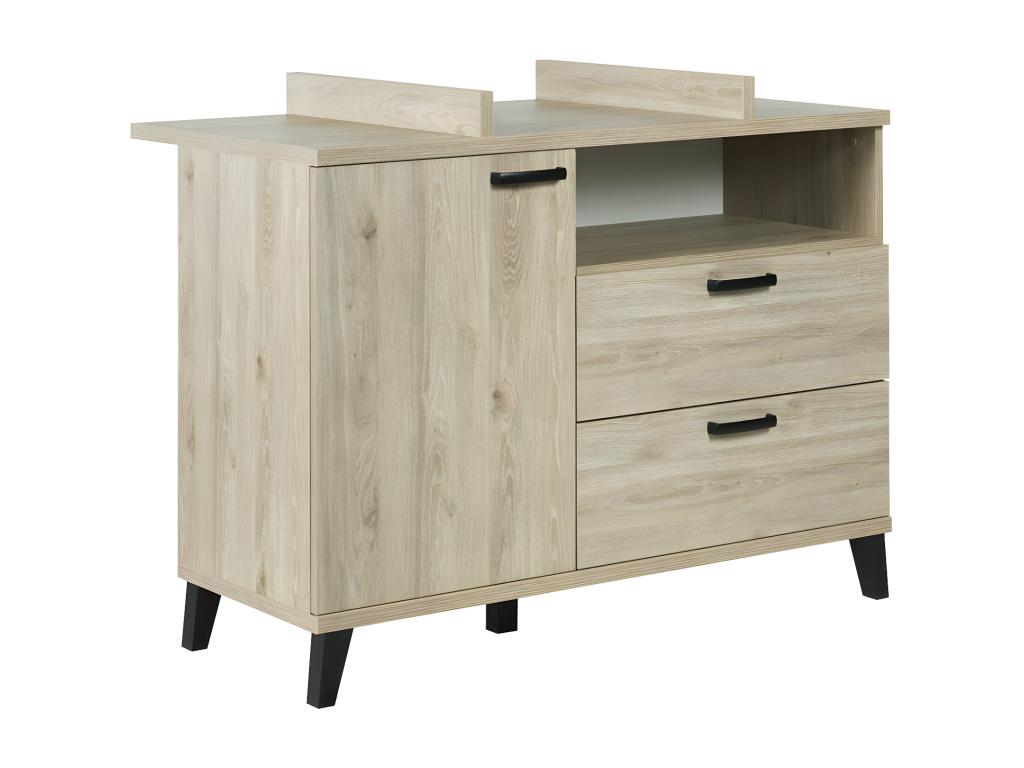 Sturdy baby dresser with integrated changing table, Bohometope light oak finish, Bohometope collection. 96887SOGZ