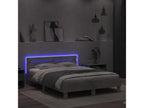 Bed frame with headboard and LED lighting, concrete grey, 140x190 cm