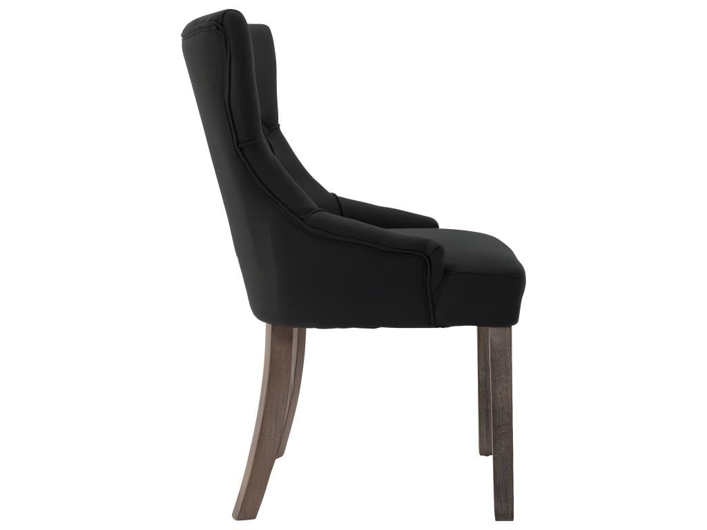 Set of 4 black fabric dining chairs