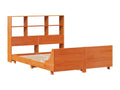 Bed frame without mattress brown wax 120x190cm solid pine wood