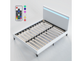 Bed with LED Lighting, White Faux Leather, 140x200 cm