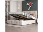 140x200 cm Storage Bed - with Hydraulic Lift - Cream White - Homelumiere