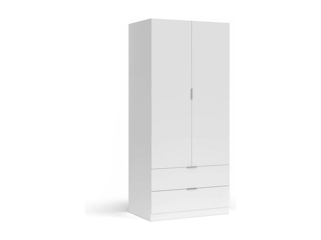 Homelumiere Wardrobe Clothes Hanger for Bedroom Wardrobe with 2 Hinged Doors and 2 Drawers 81x52x184 cm White