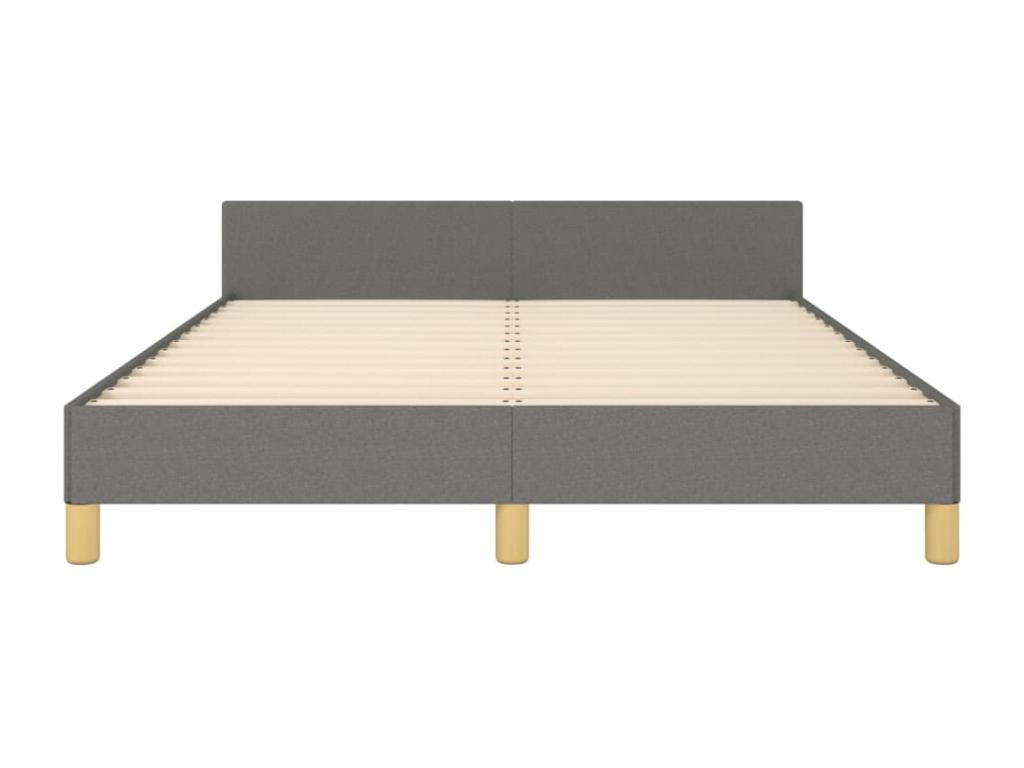Bed with headboard, dark grey, 140x200 cm, fabric