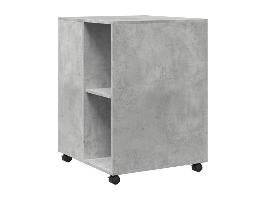 Side table with wheels, concrete grey engineered wood finish 85764JCAJ