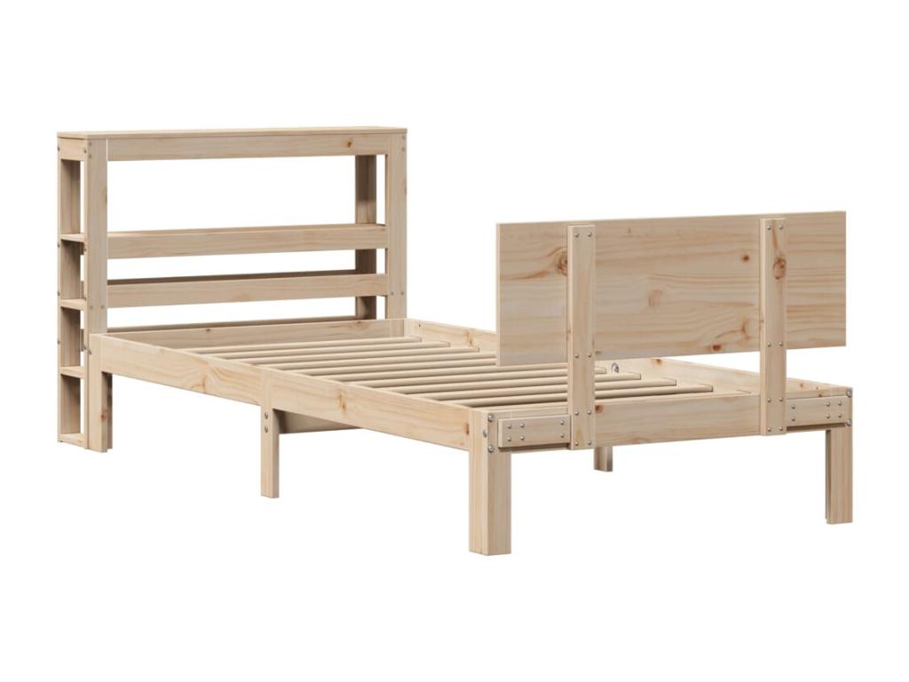 Bed frame with headboard 75x190 cm solid pine wood