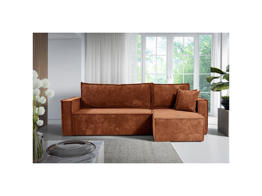 Bohometop 3-seater reversible corner sofa bed in corduroy velvet 34086LTCQ