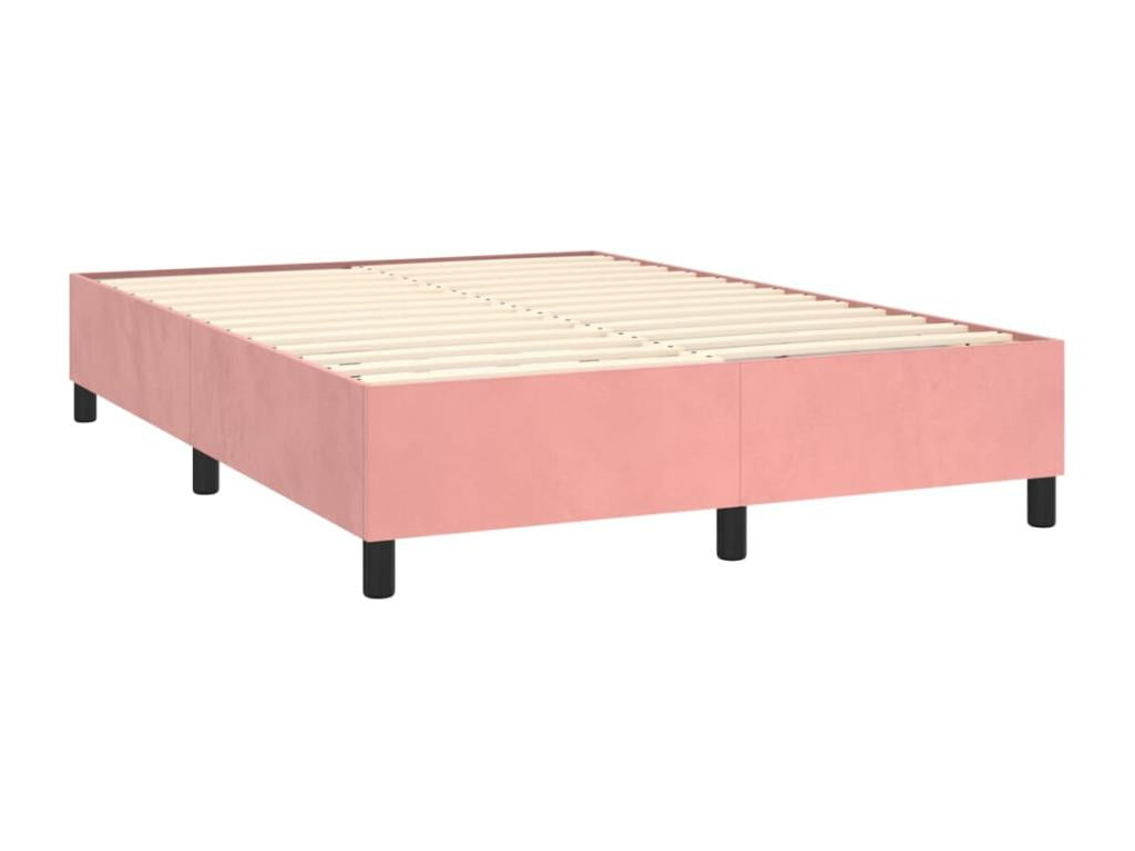 Upholstered bed base with mattress and LED light, Pink, 140x200 cm, Velvet, 12979OVIJ