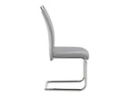 Set of 4 Homelumiere dining or kitchen chairs with padded seats, chrome handles and legs, and light grey fabric upholstery