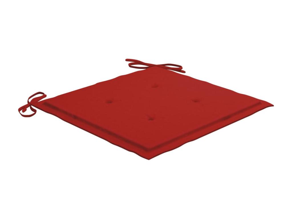 Garden chairs with red cushions, 4 pieces, solid teak wood