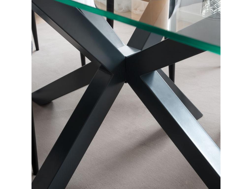 Metal and glass dining table, anthracite grey, 180x75