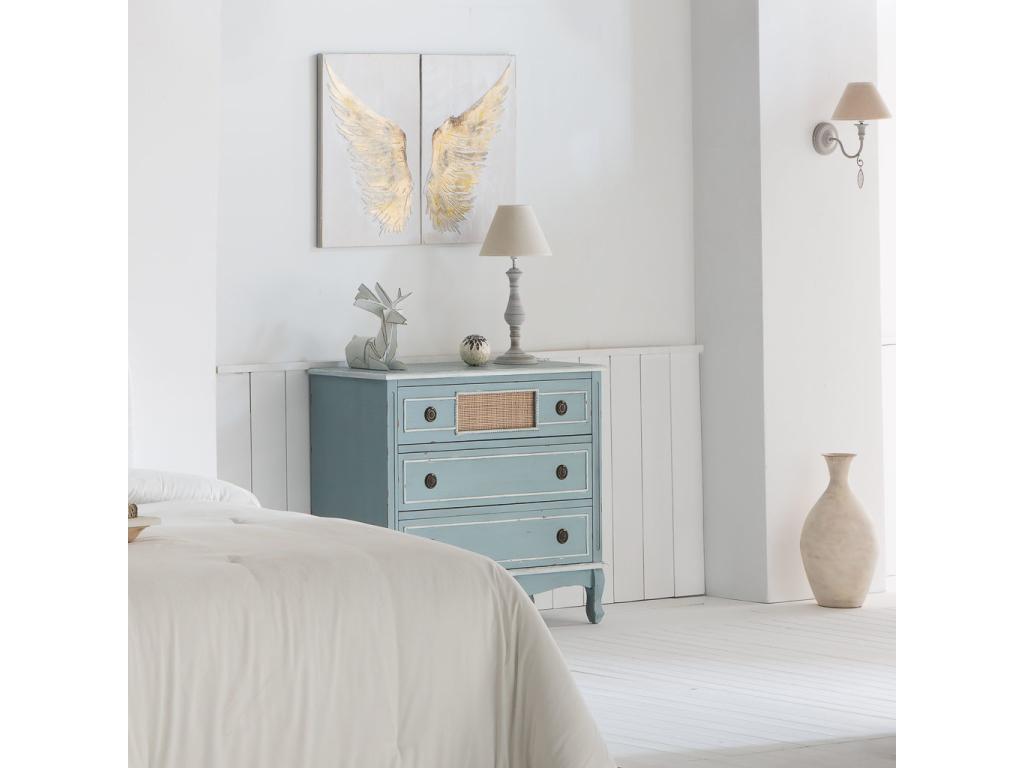 Blue wooden chest of drawers 90x38x80 98857HLIW