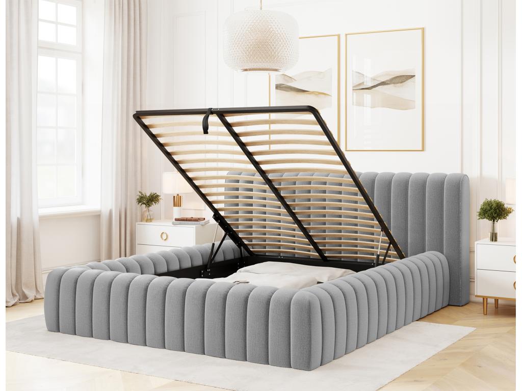 Bohometop Storage Bed – Upholstered Fabric Cover – Light Grey – 140x200 34617VCJP