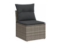 Garden furniture set with cushions, 10 pieces, grey woven resin, 09486HGBJ