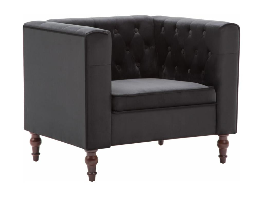 Black velvet armchair