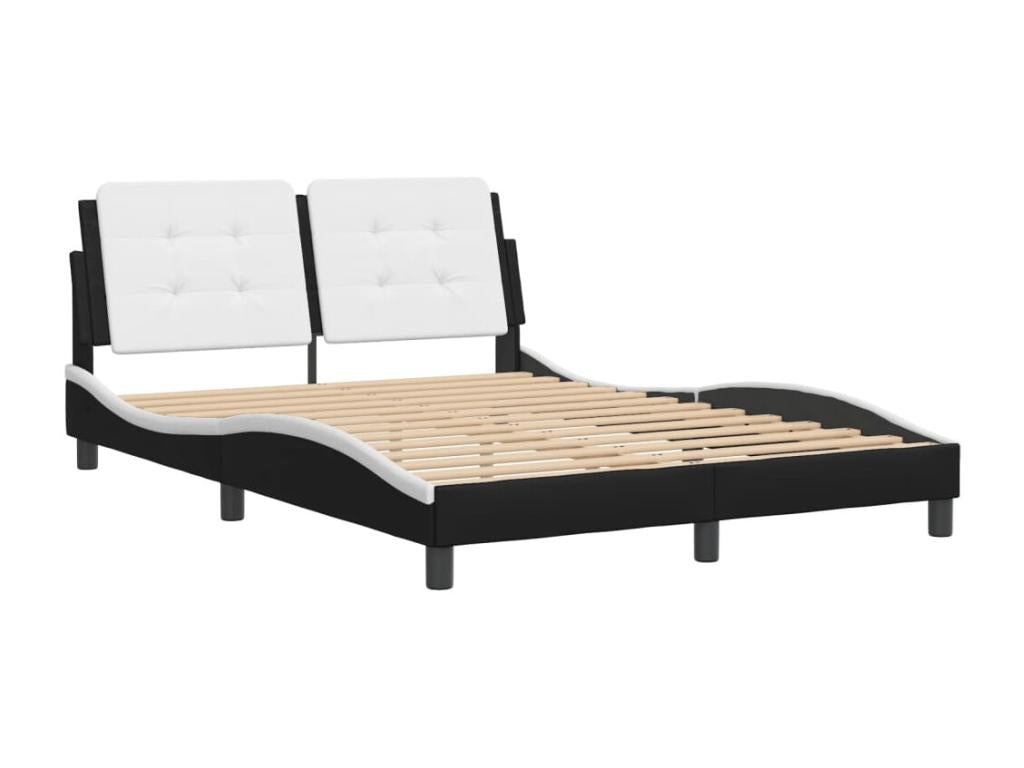Black and white bed frame without mattress, 120x200 cm, faux leather, 98732SEII