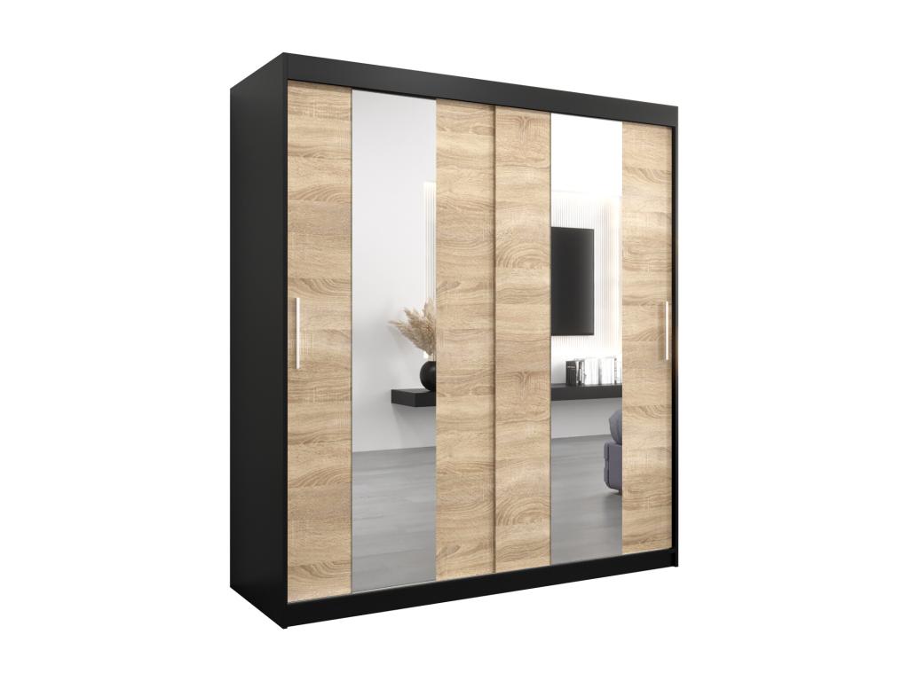 Homelumiere Sliding Door Wardrobe 200/180/62 2 Doors Black/Homelumiere