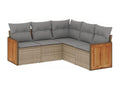 5-piece garden furniture set with cushions, beige wicker resin, 25925ZCBE