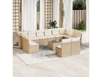 13-piece garden furniture set with cushions, beige woven resin 01299RMDF