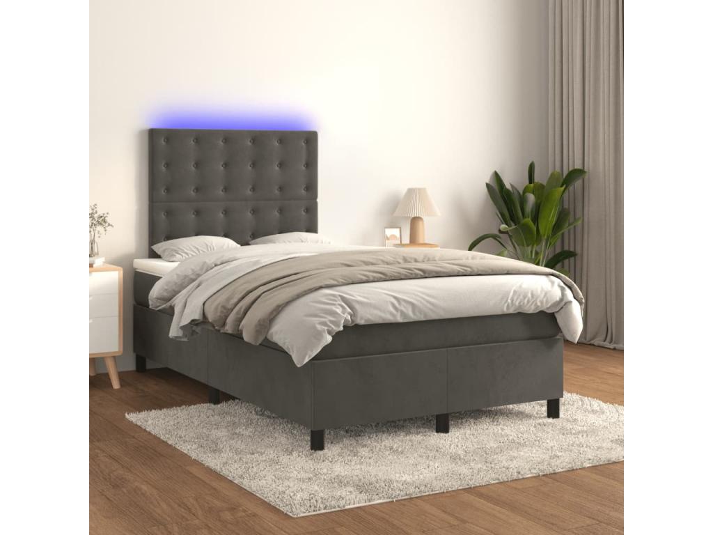 Bohometop bed base with dark grey LED mattress 120x190 cm 35474AUQJ