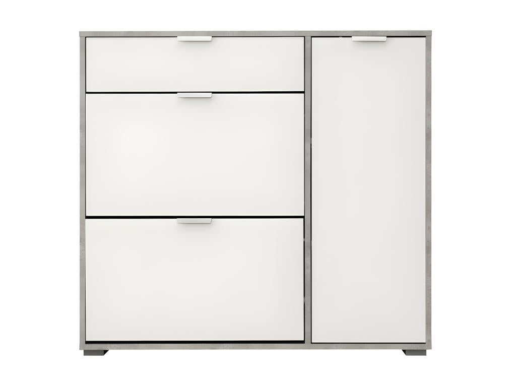 Bohometop Shoe Cabinet - 2 compartments, 1 door / 1 drawer - White/concrete finish 79207MIWT