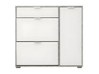 Bohometop Shoe Cabinet - 2 compartments, 1 door / 1 drawer - White/concrete finish 79207MIWT